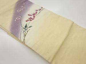 手織り紬花葉模様暈し名古屋帯